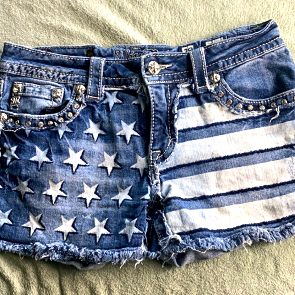 Miss Me American flag shorts